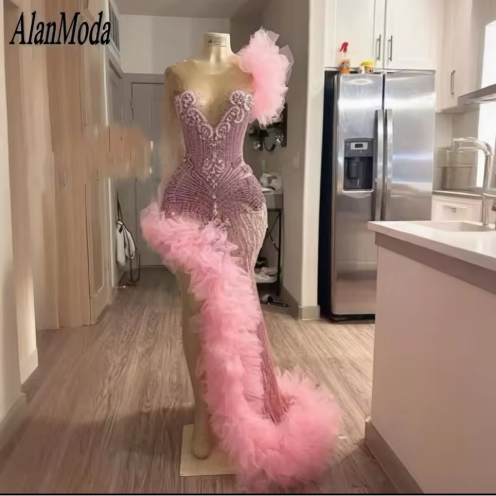 Pink Sweetheart Strapless Embellished Gown